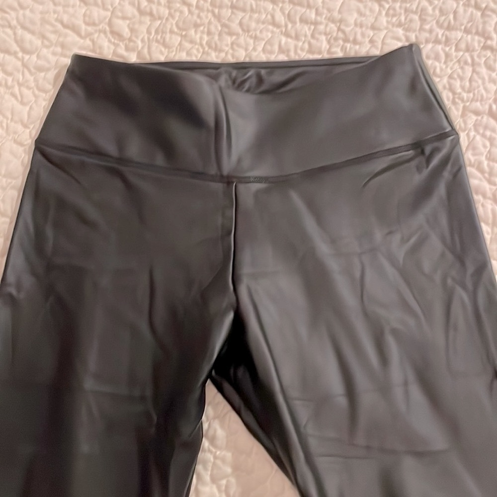 Soft leather looking black leggings.